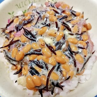 納豆の食べ方-酒粕＆しばひじき♪